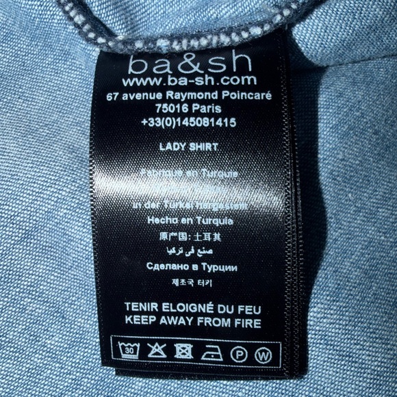 ba&sh Denim Chambray Balloon Sleeve Ary Paris Lady Shirt, Size 4 - Picture 13 of 14